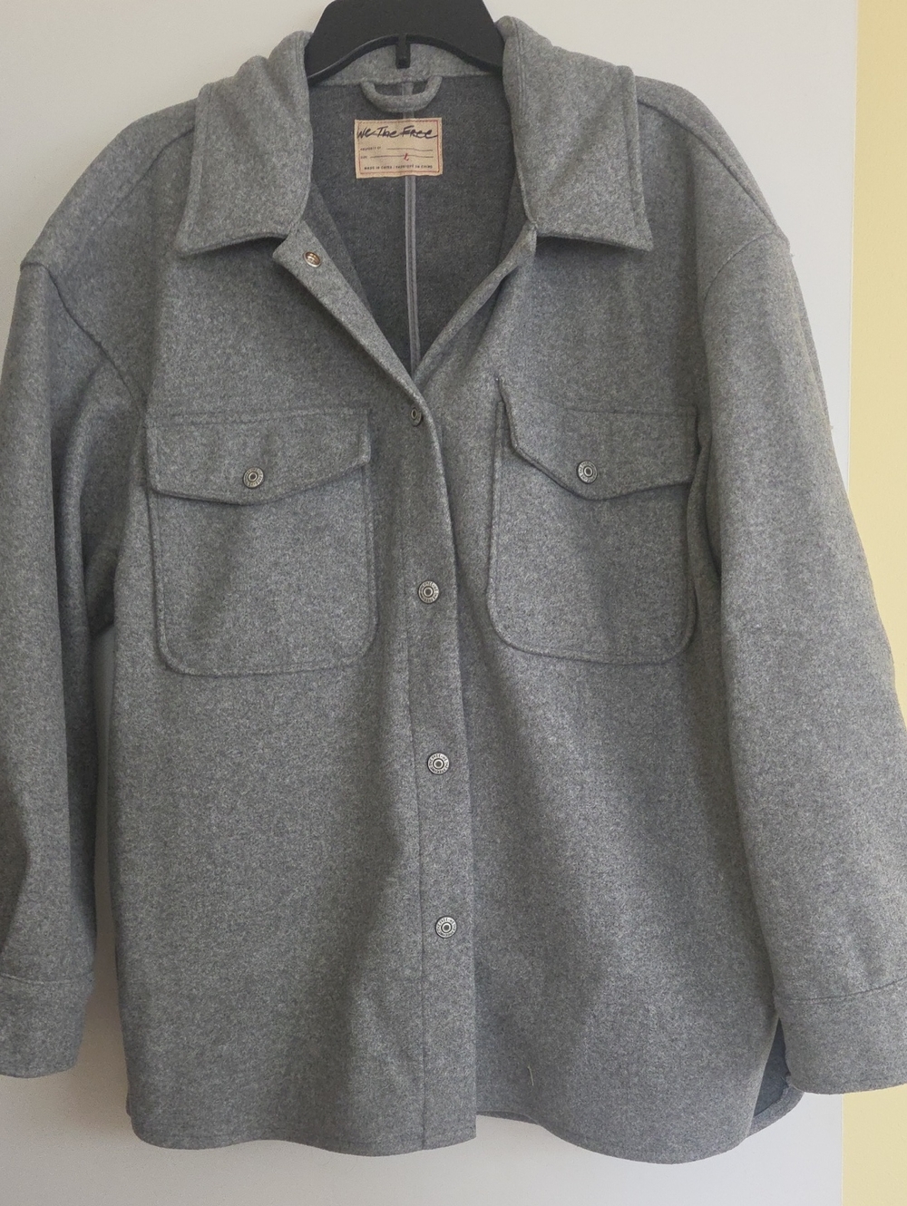We The Free Heather Gray Button-Front Wool Shacket